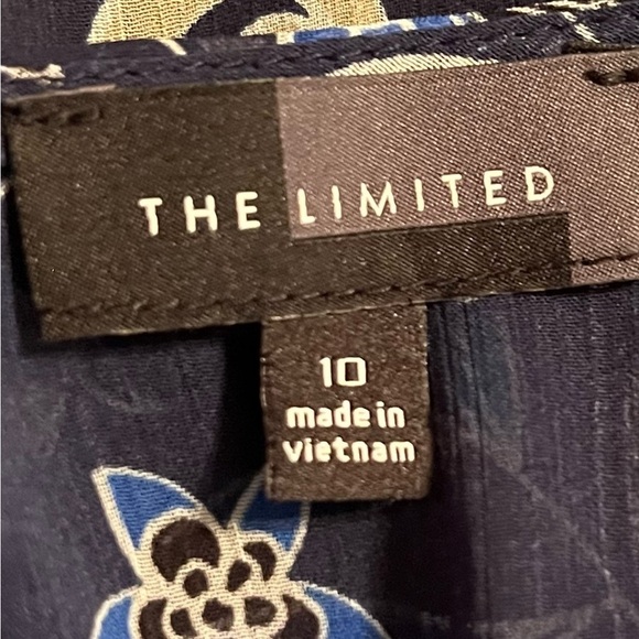 The Limited Navy Blue Sheer Floral Long Sleeve Shift Dress - Size 10 - Picture 8 of 10